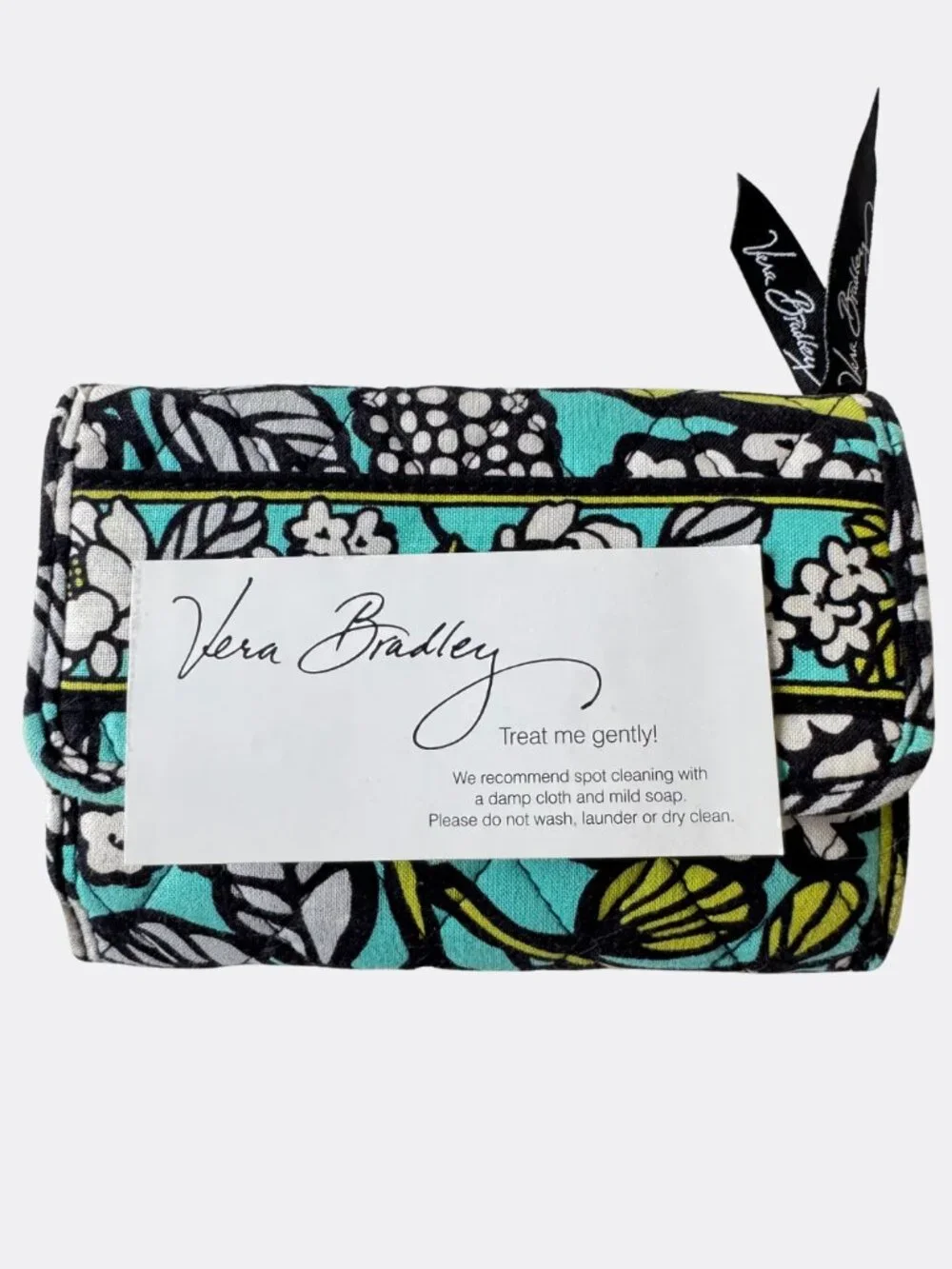 Vera Bradley Island Blooms Retired Trifold Organizer Wallet Turquoise Floral